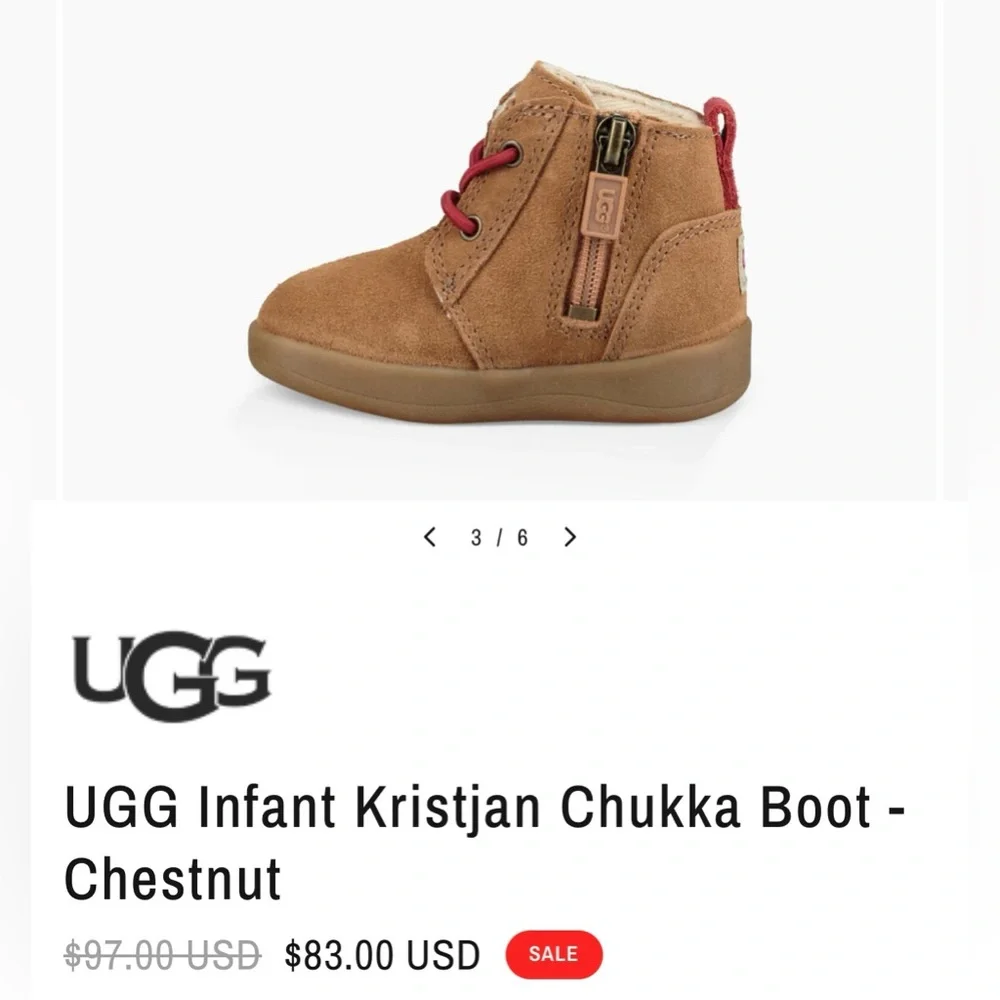 UGG Infant Chukka Boot - Chestnut and Red - Picture 2 of 6